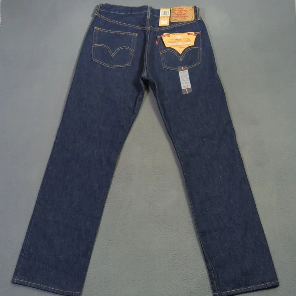 Levi's VTG Jeans Men's 34x34 Blue Deadstock 501 Straight Button Fly Denim Y2K
